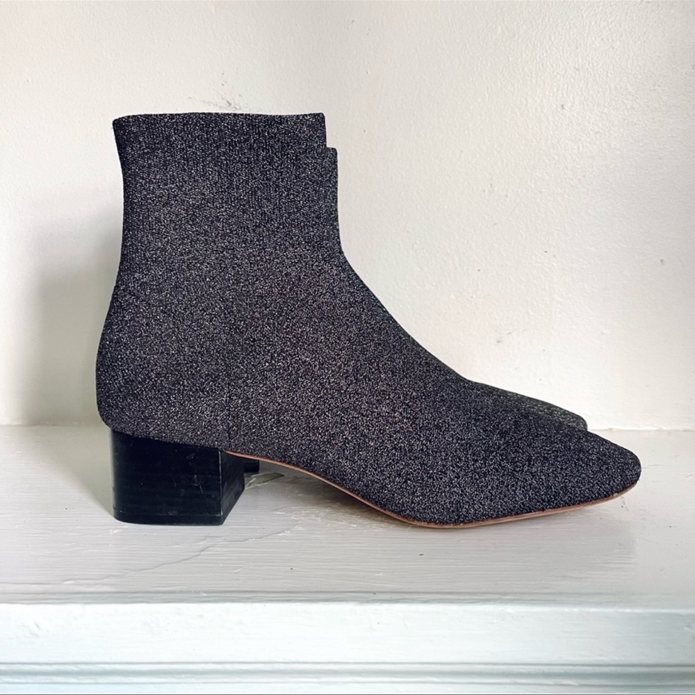 Loeffler Randall Carter Metallic Silver Sock Booties Boot Size 11 1/2
